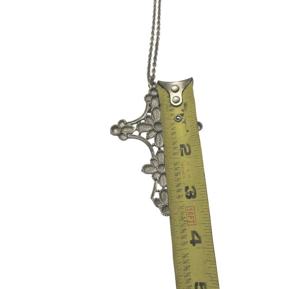 Sacred Grace Cross pendant blank BIG 3.5” floral necklace 23” religious gift - Picture 11 of 13